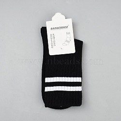 Cotton Stripe Socks for Sports Yoga, Black, 260x150x3mm(AJEW-WH20086-001B)