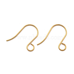 316 Stainless Steel French Earring Hooks, Flat Earring Hooks, Ear Wire, with Horizontal Loop, Real 18K Gold Plated, 25x1mm, 18 Gauge, Hole: 4.5mm, Pin: 0.8mm(JX138G-01)