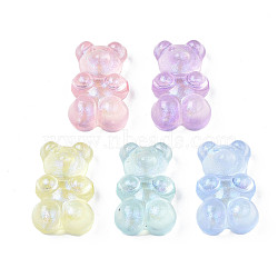 Transparent Acrylic Beads, Glitter Powder, Bear, Mixed Color, 18.5x12x8mm, Hole: 1.6mm(X-OACR-S028-144)