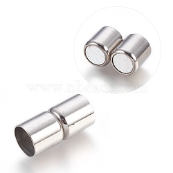 304 Stainless Steel Magnetic Clasps with Glue-in Ends, Column, Stainless Steel Color, 22x10.5mm, Inner Diameter: 9.5mm(STAS-L207-03P)