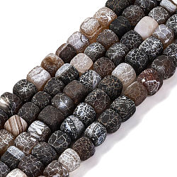 Natural Weathered Agate Beads Strands, Dyed & Heated, Cube, Black, 7~8x7~8x7~8mm, Hole: 1mm, about 50pcs/strand, 13.78''(35cm)(G-NH0038-01C)