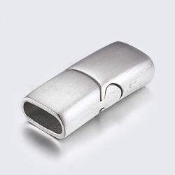 304 Stainless Steel Magnetic Clasps with Glue-in Ends, Frosted, Rectangle, Stainless Steel Color, 22.5x10x6mm, Hole: 4x8mm(STAS-P181-25P)