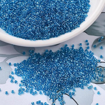 MIYUKI Delica Beads, Cylinder, Japanese Seed Beads, 11/0, (DB0920) Sparkling Cerulean Blue Lined Crystal, 1.3x1.6mm, Hole: 0.8mm, about 2000pcs/10g