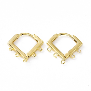 Brass Hoop Earring Finding, Twist Rhombus, with Horizontal Loops, Cadmium Free & Lead Free, Long-Lasting Plated, Real 24K Gold Plated, 16.5x17x2mm, Hole: 1mm, Pin: 1mm