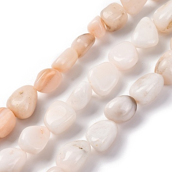 Natural Pink Opal Beads Strands, Nuggets, Tumbled Stone, 10~17x7~13x6.5~10mm, Hole: 1mm, about 32pcs/strand, 16.14~16.34 inch(41~41.5cm)