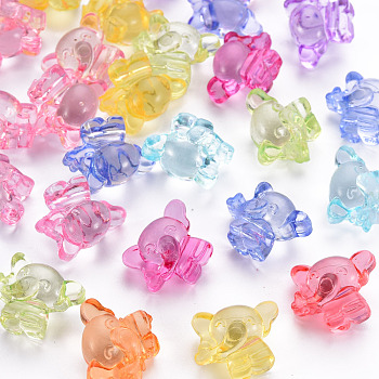 Transparent Acrylic Beads, Elephant, Mixed Color, 14x17x10mm, Hole: 2mm