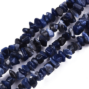 Natural Sodalite Beads Strands, Chip, 3~8x3~8x2~6mm, Hole: 0.8mm, about 340~355pcs/strand, 35.43 inch(90cm)