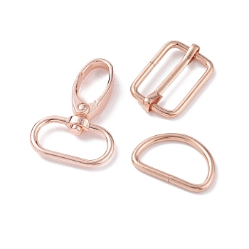 (Defective Closeout Sale: Rust) Zinc Alloy Buckle Clasps and Swivel Lobster Claw Clasps, For Webbing, Strapping Bags, Garment Accessories, Rose Gold, 20.5~46x31~34.5x2.5~7mm, 3pcs/set