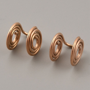 Stainless Steel Cuff Earrings, Flat Round, Rose Gold, 14x9x10.5mm