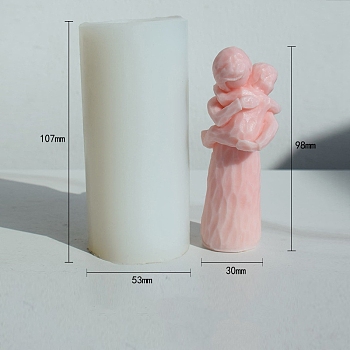 3D Aromatherapy Wax Candle Silicone Statue Mold, DIY Human Figure Aromatherapy Plaster Dropping Glue Ornament, Mother Holding Child, White, 10.7x5.3cm