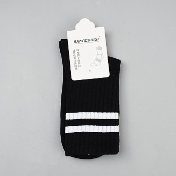 Cotton Stripe Socks for Sports Yoga, Black, 260x150x3mm