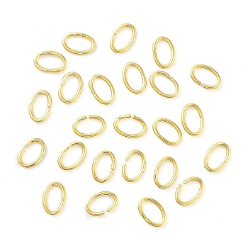 304 Stainless Steel Jump Rings, Closed Jump Rings, Oval, Real 18K Gold Plated, 4x6x0.8mm, Inner Diameter: 2.5x4.5mm, about 200pcs/10g