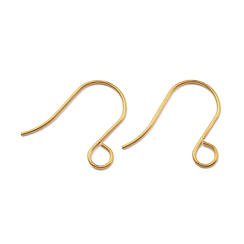 316 Stainless Steel French Earring Hooks, Flat Earring Hooks, Ear Wire, with Horizontal Loop, Real 18K Gold Plated, 25x1mm, 18 Gauge, Hole: 4.5mm, Pin: 0.8mm