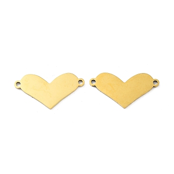 Ion Plating(IP) 201 Stainless Steel Connector Charms, Valentine's Day Heart Links, Golden, 12x23x1mm, Hole: 1.4mm