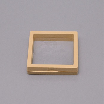 Plastic Transparent 3D Floating Frame Display, for Ring Necklace Bracelet Earring, Coin Display Stands, Aa Medallions, Bisque, 9.05x9.05x2cm