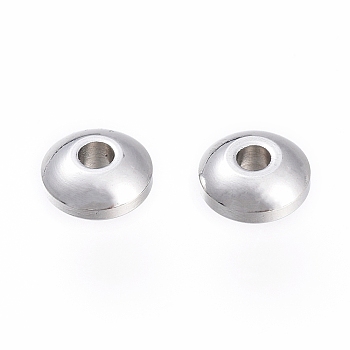 202 Stainless Steel Spacer Beads, Rondelle, Stainless Steel Color, 5x2.5mm, Hole: 1.5mm