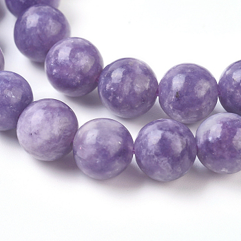 Natural Lepidolite/Purple Mica Stone Beads Strands, Round, 10mm, Hole: 1mm, about 39pcs/Strand, 15.55 inch(39.5cm)