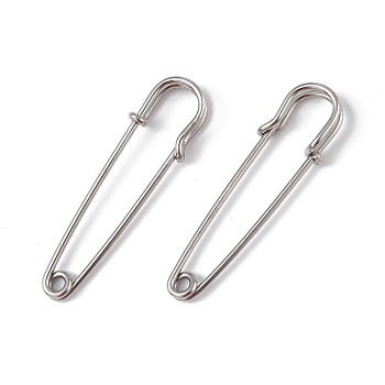 304 Stainless Steel Safety Pins Brooch Findings, Kilt Pins for Lapel Pin Making, Stainless Steel Color, 50.5x14x5.5mm