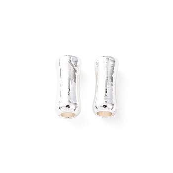 Brass Beads, Column, Long-Lasting Plated, Lead Free & Cadmium Free, Rack Plating, 925 Sterling Silver Plated, 6x2.5mm, Hole: 1.2mm
