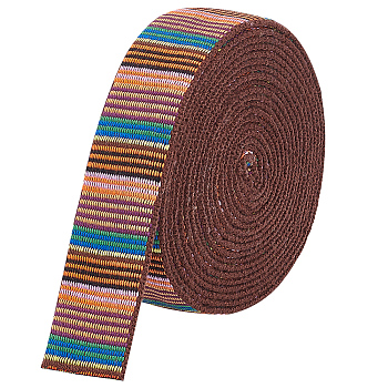 5 Yards Ethnic Style Polyester Ribbons, Jacquard Ribbon, Stripe Pattern, Dark Orange, 1-1/2 inch(38mm), about 5 yards(4.57m)/bag