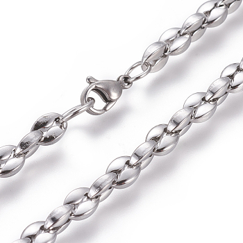 304 Stainless Steel Cable Chains Necklaces, with Lobster Claw Clasps, Stainless Steel Color, 27.2 inch(60cm)