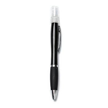 Reusable Plastic Travel Ballpoint Pens, with Mist Spray Bottles, Empty Portable Sanitizer Sprayer, for Alcohol Perfume, Black, 154~158x16x14mm