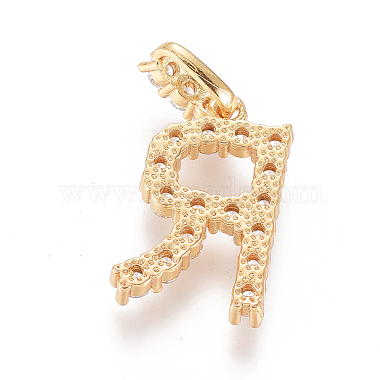 Golden Plated Brass Micro Pave Clear Cubic Zirconia Pendants(ZIRC-L093-01R)-2