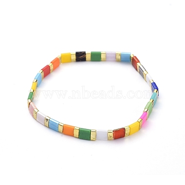Rectangle Glass Seed Beads Stretch Bracelets(BJEW-JB05297)-3