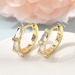 Brass Pave Cubic Zirconia Hoop Earrings, Rack Plating, Long-Lasting Plated, Cadmium Free & Lead Free, Real 18K Gold Plated, Clear, 15.5x2.5mm(EJEW-G471-09G-01)