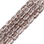Transparent Crackle Glass Beads Strands, Column, Camel, 9~9.5x6~6.5mm, Hole: 1~1.2mm, about 43pcs/strand, 15.55~15.75''(39.5~40cm)(GLAA-NH0001-04-A10)