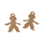 Ion Plating(IP) Boy 304 Stainless Steel Pendants, Golden, 16x11x0.8mm, Hole: 1.5mm(STAS-G130-43G)