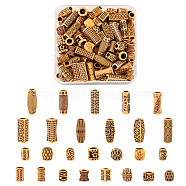 130Pcs 26 Style Plastic Beads, Imitation Wood, Large Hole, Column & Twist Cuboid & Rhombus & Cube & Round & Oval & Drum & Rectangle, Sandy Brown, 5pcs/style(KY-CD0001-01)