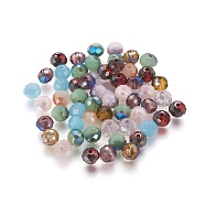 Electroplate Glass Beads, Faceted, Rondelle, Mixed Color, 5.5~6x4~5mm, Hole: 1.2mm(EGLA-MSMC001-04)