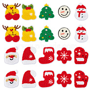 20Pcs 10 Style Christmas Theme Towel Embroidery Cloth Sew on Patches, Costume Accessories, Bell/Tree/Snowman, Mixed Color, 45~64x45~66x3~4mm, 2pcs/style(PATC-FG0001-45)