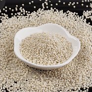 TOHO Japanese Seed Beads, Round, 11/0, AB Color, (409) Opaque AB Light Beige, 2x1.5mm, Hole: 0.5mm, about 42000pcs/pound(SEED-F002-2mm-409)