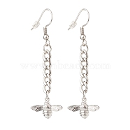 Curb Chains with Brass Charm Long Dangle Earrings, 304 Stainless Steel Jewelry for Women, Animal Pattern, 57mm, Pin: 0.7mm, Pendant: 11.5x17x4mm(EJEW-JE04963-02)