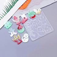 Christmas Pendants DIY Silicone Mold, Resin Casting Molds, for UV Resin, Epoxy Resin Craft Making, White, Snowman, 130x115x5mm, Inner Diameter: 36~38x19~30mm(DIY-K073-19D)