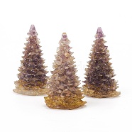 Natural Amethyst Home Display Decorations, with Resin and Glitter Powder, Christmas Tree, 92x52mm(DJEW-I013-A03)