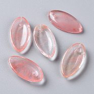 Cherry Quartz Glass Gemstone Pendants, Leaf, 21x11x4mm, Hole: 0.8mm(G-F697-D05)