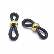 Eco-Friendly Eyeglass Holders, Glasses Rubber Loop Ends, with Brass Findings, Black, Golden, 20x6mm, Hole: 2.5x5mm(X-KK-G351-12G-A)