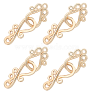 10Pcs Brass Hook and S-Hook Clasps, Flower, Nickel Free, Real 18K Gold Plated, Hook: 20.5x10.5x1.5mm, Hole: 1.4mm, 5.5x7.5mm Inner Diameter, Charms: 15.5x12x1.5mm, Hole: 1.6mm, 6x8mm Inner Diameter.(KK-BBC0009-59)