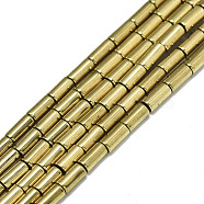 Electroplate Non-magnetic Synthetic Hematite Beads Strands, Column, Real 18K Gold Plated, 4x2mm, Hole: 0.7mm, about 96~97pcs/strand, 15.75 inch(40cm)(G-S352-71C-01)
