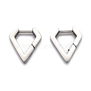 304 Stainless Steel Huggie Hoop Earrings, Diamond Shape, Stainless Steel Color, 14.5x13x3mm, Pin: 1mm(STAS-H156-17A-P)