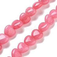 Natural Rhodonite Beads Strands, Dyed, Heart, 10x10x5.5mm, Hole: 1.2mm, about 40pcs/strand, 14.37 inch(36.5cm)(G-R190-10mm-41)