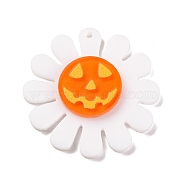 Halloween Teme Opaque Acrylic Pendants, Flower, 36x4mm, Hole: 1.6mm(OACR-I010-06C)