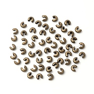 Iron Crimp Beads Covers, Cadmium Free & Lead Free, Antique Bronze Color, Size: About 3mm In Diameter, Hole: 1.2~1.5mm(X-IFIN-H028-AB)