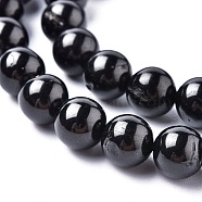 Natural Black Spinel Strands, Round, 8mm, Hole: 1mm, about 49~50pcs/strand, 15.2 inch~15.4 inch(38.5~39cm)(G-O183-07B-01)