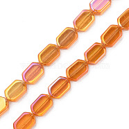 Electroplate Glass Beads Strands, AB Color, Oval, Dark Orange, 9.5x6.5x3.5mm, Hole: 0.9mm, about 78Pcs/strand, 25.59 inch(65cm)(EGLA-N008-017-D01)