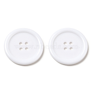 Resin Buttons, Dyed, Flat Round, White, 34x4mm, Hole: 3mm, 98pcs/bag(RESI-D030-34mm-01)