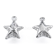 Brass Pave Clear Cubic Zirconia Charms, Cadmium Free & Nickel Free & Lead Free, Star, Platinum, 11.5x9x5mm, Hole: 1mm(KK-L207-001P)